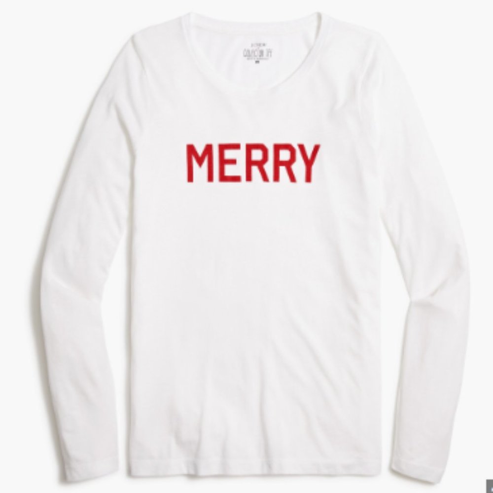 J Crew Collector Long-sleeve "Merry" graphic tee Size Medium NWT